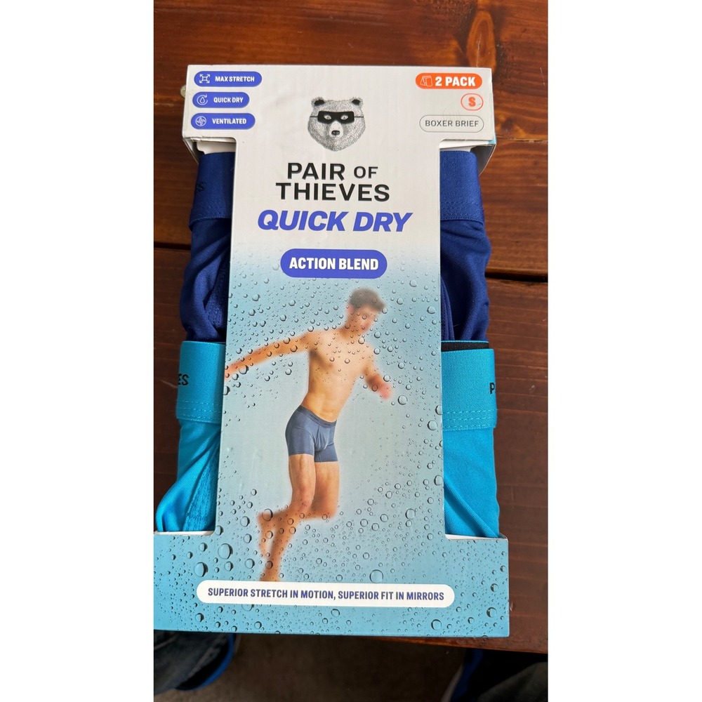 Pair of Thieves Quick Dry Action Blend Boxer Briefs 2 Pack Mens Size Small Blue‎